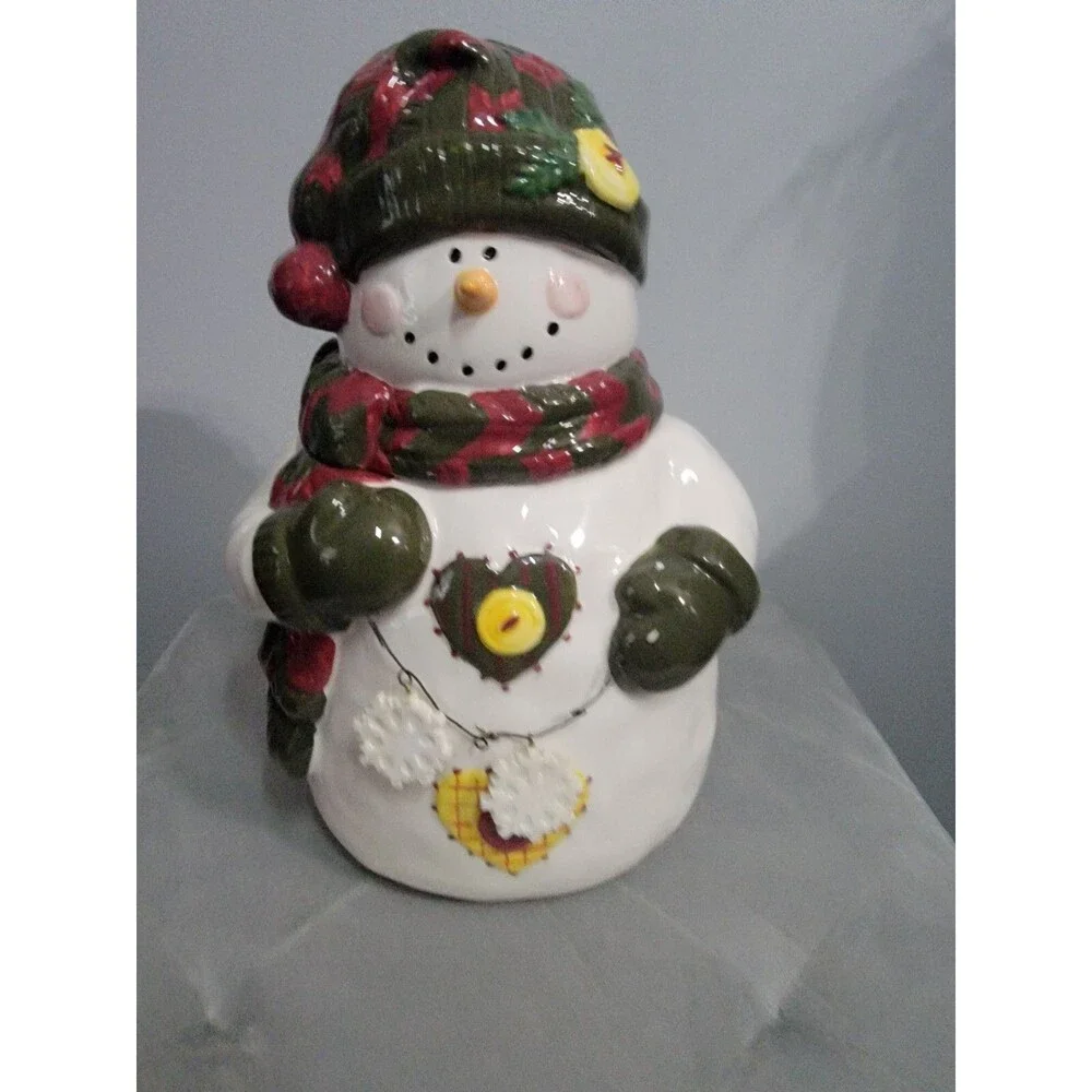 American Greetings Carlton‎ Cards Berry Merry Christmas Snowman Cookie Jar Farm